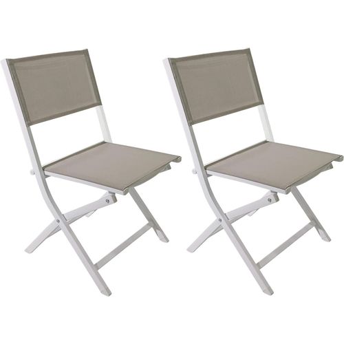 Klappstühle Rebecca Mobili Ilomba 84x48x57 Aluminium Polyester Weiß Beige Modern SET 2 Stück Montiert
