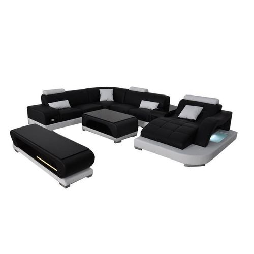 Ledersofa Ecksofa Sofa mit USB Polster Designer Eckgarnitur Wohnlandschaft Lima