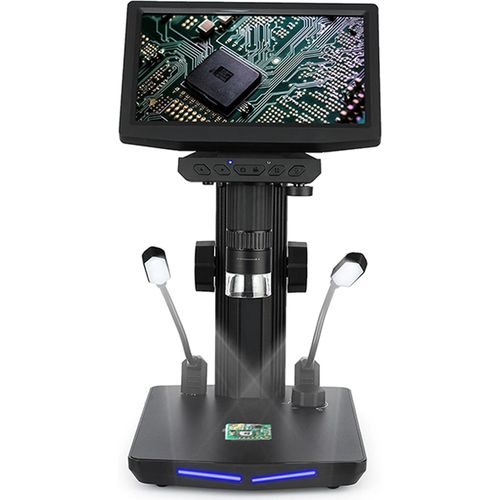 7,0 Zoll grosses digitales Desktop-Mikroskop fuer Erwachsene, 50- bis 1600-fache Vergroesserung, IPS-Bildschirm, 8 MP-Foto, 1080P-Video, eingebauter Akku, LED-Fuelllichter mit verstellbarem Staender, 32 GB TF-Karte