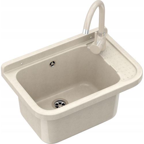 Granitan | Spüle GARAGE, HEIZRAUM - Beige - Chemikalienbeständig - Ideal für Werkstatt und Garten