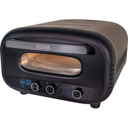 Unold Pizzaofen Don Alfredo 68805 – Premium Pizzaofen für Steinofenpizza, 450 °C Temperatur, Pizzastein, schnelles Aufheizen (Schwarz)