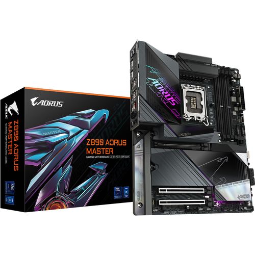 GIGABYTE Z890 AORUS MASTER Mainboard - Unterstützt Intel Core Ultra (Serie 2) CPUs, 18+1+2 Phasen VRM, bis zu 9500MHz DDR5 (OC), 2xPCIe 5.0 + 3xPCIe 4.0, Wi-Fi 7, 10GbE LAN, Thunderbolt 4