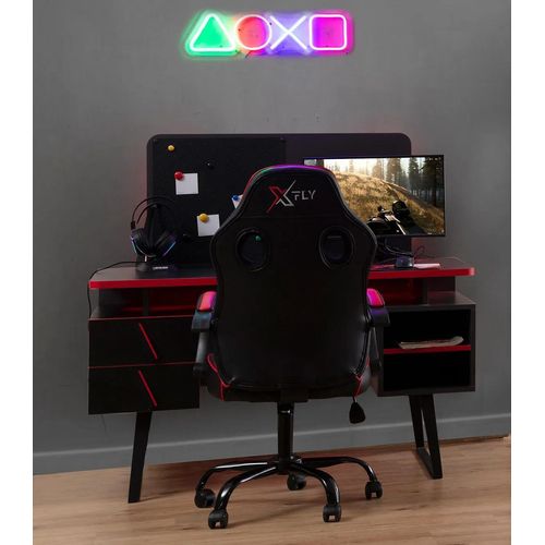 r Schwarz-roter Gaming Tisch Designer Jugendzimmer Holz Tische