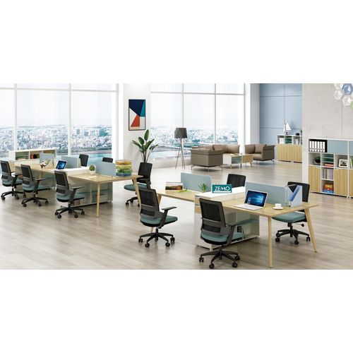 Büro Möbel Einrichtung Tische Holz Tisch 4 Arbeitsplätze Schreibtisch Callcenter