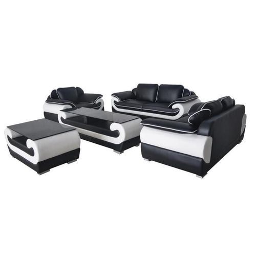 Sofagarnitur + Tisch USB 3+2+1 Sitzer Sofa Couch Garnituren Leder Sofas Polster