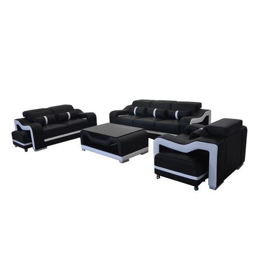 Sofa Leder +USB,Couch Polster Garnitur 3+2+1 Sitz Komplett Set Garnituren Design