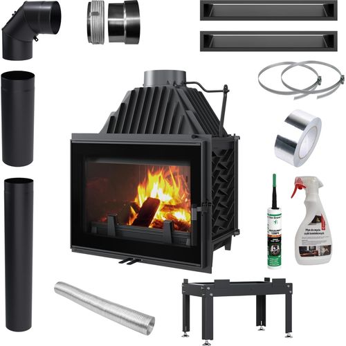 Gusseisen-Kamineinsatz KRATKI PRO ZOSIA 12 kW ECO-Installationsset