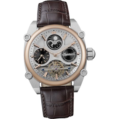 Ingersoll Leder Herren Uhr Analog Fashion Armbanduhr braun D2UIN15401