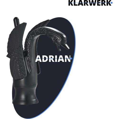 ADRIAN | Design Edelstahl Badarmatur in Schwan Optik | Schwarz matt Waschtischarmatur Hotel Gastronomie | Mischbatterie Bad 2 Anschlüsse