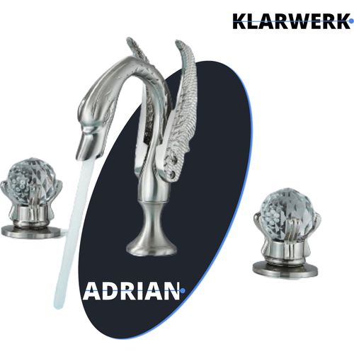 ADRIAN | 3-Loch Badarmatur großer Schwan Chrom | Hotel Gastronomie r Design Wasserhahn Badewanne 2 Griff Mischbatterie Waschtischarmatur