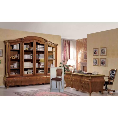 Braunes Büro-Set Luxus Schreibtisch Vitrine Drehsessel Klassisch 3tlg