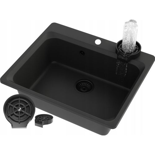 Sinkwasher Schwarzes Einbeckenspülbecken Mit Tiefem Becken + Spülmaschine Zante