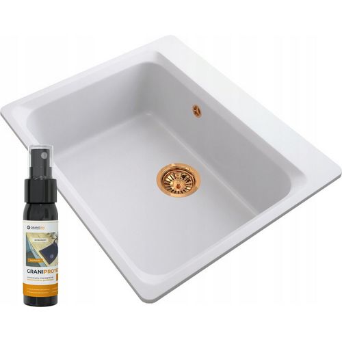 Granitan | Granitspüle ZANTE - 619 x 522 mm - Gold - Mit manuellem Syfon und Pflegemittel