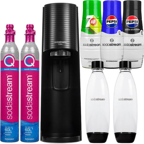 Sodastream Wassersprudler Terra Schwarz 2 Flaschen 2 Zylinder 3 Sirupe