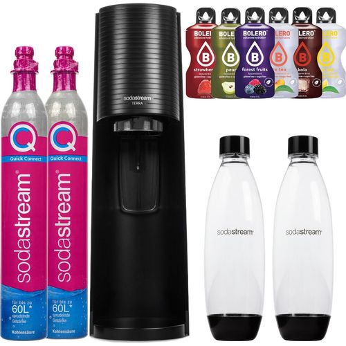SodaStream Terra Wassersprudler Schwarz 2 Flaschen 2 Zylinder 6 Sirups
