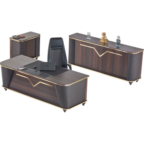 Komplett Arbeitszimmer-Set Bürotisch Bürostuhl Sideboard Kommode Holz