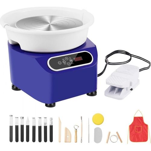 Töpferscheibe Keramikmaschine - 350W Pedal mit Touchscreen - 25 cm - blaue Töpferscheibe - ideal für Keramiker