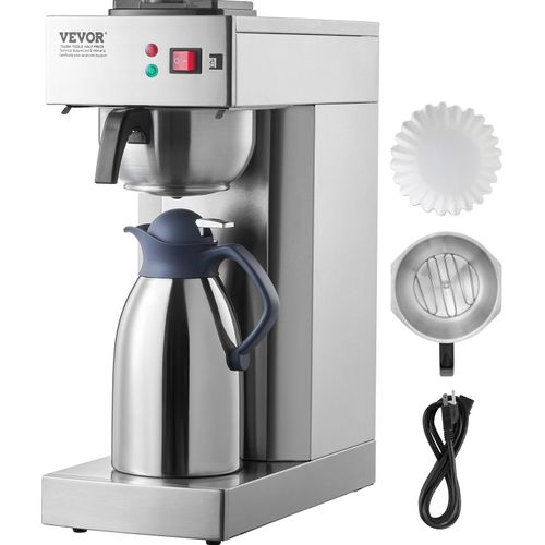 VEVOR kommerzielle Filterkaffeemaschine 12 Tassen, Kaffeemaschine mit Thermoskanne zum Warm- oder Kalthalten & 2,8 L Wassertank, Übergieß-Kaffeemaschine aus Edelstahl für Restaurant Büro Café
