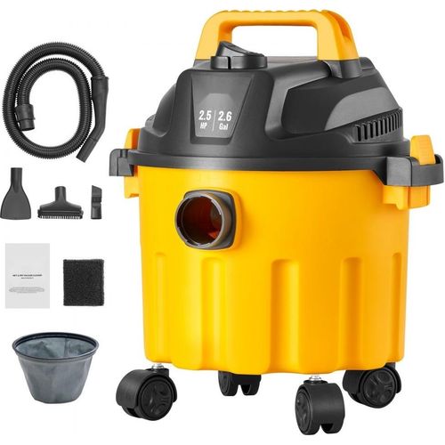 Nass-Trockensauger - Industriesauger 10L 2,5PS - Gelber Staubsauger mit Düsen - Leistungsstarker Reinigungshelfer