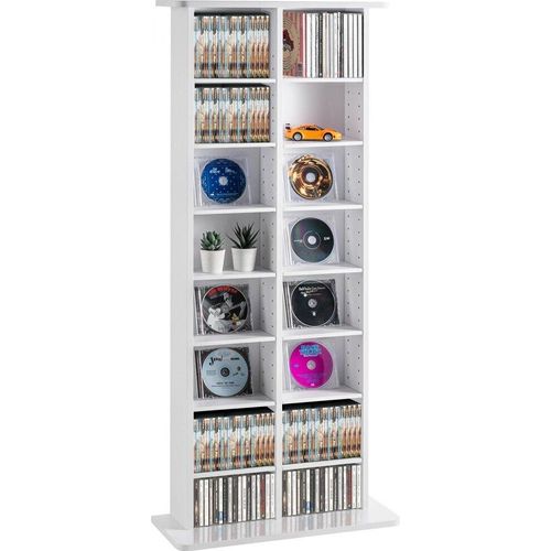 Medien-Aufbewahrungsschrank - 8 verstellbare Ebenen - DVD-Regale für 464 CDs - weiß - ideal für Wohnzimmer und Heimkino
