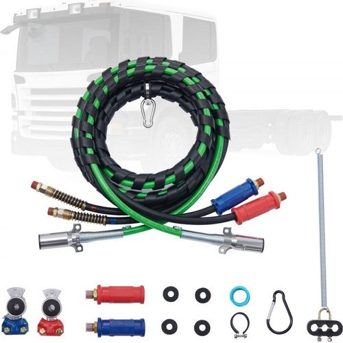 15FT 3-in-1 Sattelschlepper-Luftleitungssatz mit Glad Hands Griffen - ABS-Stromkabel - Verbesserte Installation für LKWs - Einfache Handhabung