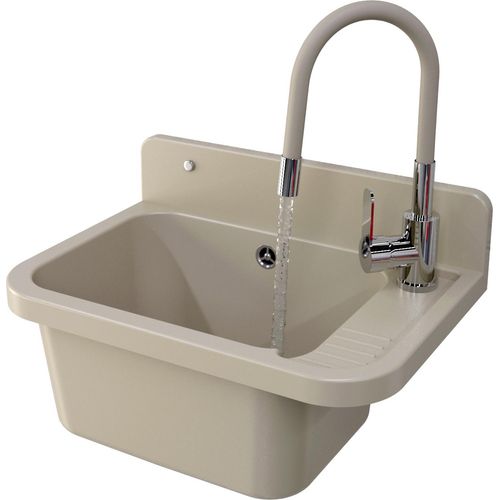 Granitan | Spüle , - Beige - Technische Kammer - Flexible Armatur - Ideal für Garagen und Werkstätten