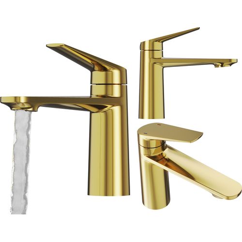 Waschbecken Mischbatterie Gold Niedrig Badezimmer Messing Stand Hahn Schiff