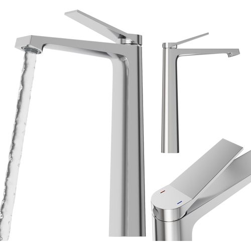 Waschbecken Mischbatterie Silber Hoch Bad Messing Chrom Hahn Selva