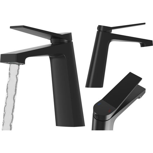 Waschbecken Mischbatterie Schwarz Niedrig Badezimmer Messing Modern Wasserhahn Selva
