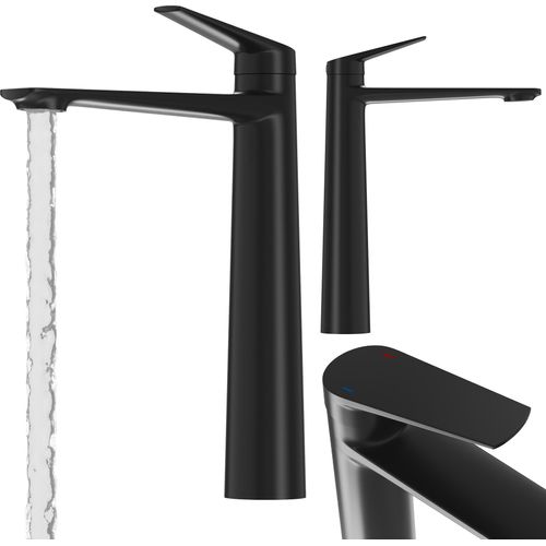 Waschbecken Mischbatterie Schwarz Hoch Badezimmer Messing Stand Hahn Schiff
