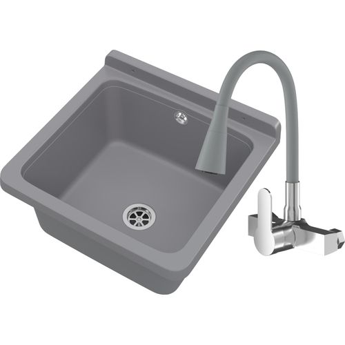 Granitan | Spülbecken ORTA - 40x38 cm - Grau - Chemikalienbeständig - Ideal für Garage und Werkstatt