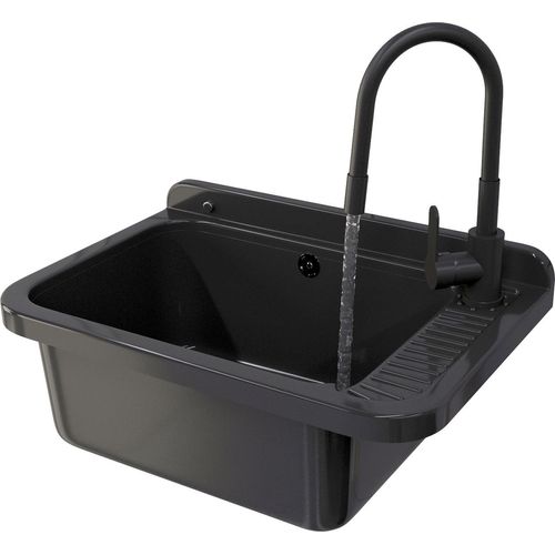 Granitan | NEGRA Ausgussbecken – schwarz – hochwertig, technisch – ideal für Garage und Werkstatt