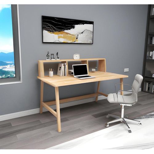 Hellbrauner Arbeitstisch Robuste Büromöbel Designer Holz Schreibtische