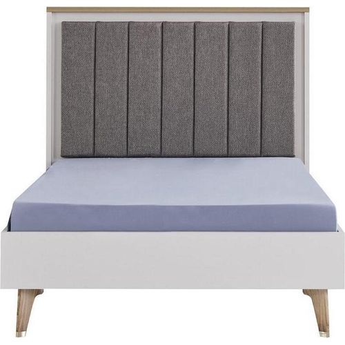 Kinderbett Bett 120 cm Jugendbett Holz Grau Kinderzimmer Stoff Modern
