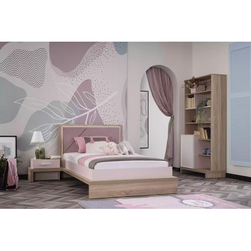 Kinderbett Kinderzimmer Bett Nachttisch Holz Rosa Kindermöbel Set 3tlg