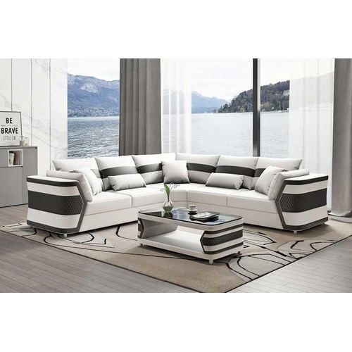 Weiß Eckgarnitur Luxus Ledersofa Ecksofa Couch Sofa Wohnzimmer Modern