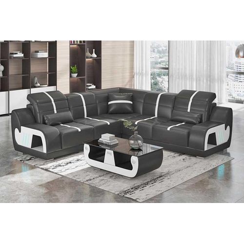 Designersofa Ecksofa Sofa L Form Schwarz Kunstleder Polster Sofas Eck