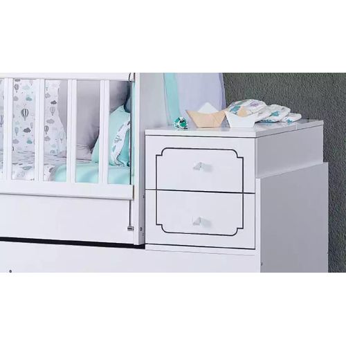 Kinderbett Säugling Baby Betten Kleinkind Bett Holzbett Weiß mit Regalen