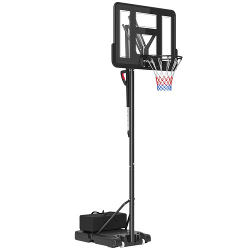 Basketballkorb Outdoor, Verstellbare Korbhöhe 230-305 cm, Basketballständer mit 110 x 75 cm bruchsichere Rückwand mit Rädern, gefederter Korb, Gewicht