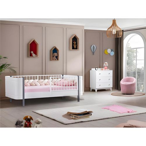 Modern Kinderzimmer Weiß Garnitur Kinderbett Weiß Möbel Set Kommode Holz