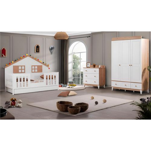 Moderne Weiße Kinderzimmer Möbel Luxus Garnitur Kinderbett Kommode neu
