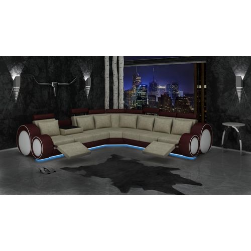 TEXTIL SOFA DESIGNERSOFA GARNITUR LEDER COUCH E- bereits aktiv -