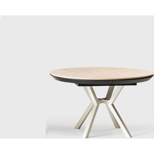 Modern Küchentisch Esszimmertisch Ausziehbarer Runder Holz Beige Tisch