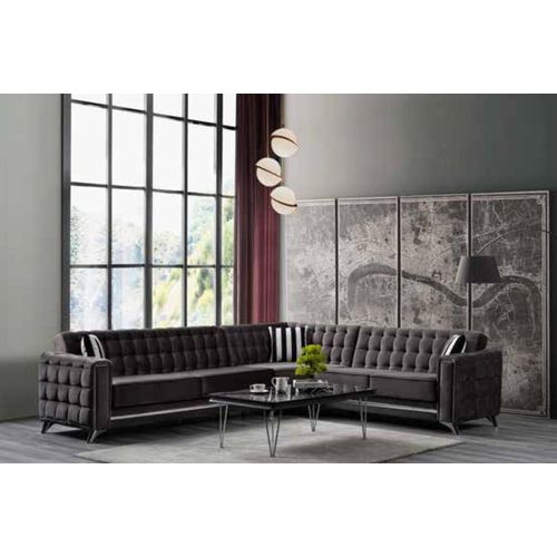 Ecksofa in Grau Textilmöbel Bequemes L-förmiges Sofa Modernes neu