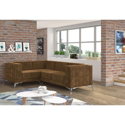 Stoff L-Form Couch Wohnlandschaft Ecksofa Garnitur Modern Design Sofa