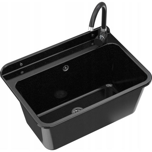 Granitan | Ausgussbecken LARGE - Schwarz - Chemikalienbeständig - Ideal für Werkstatt und Garten