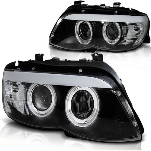 Xenon Scheinwerfer Angel Eyes für BMW X5 E53 Facelift Bj. 03-06 Schwarz