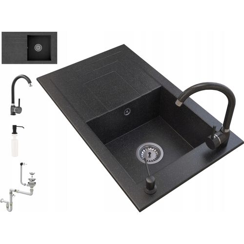 Granitan | Granitspüle LILA - 778 x 460 mm - mit Küchenarmatur und Dosierer - Hochwertige Qualität