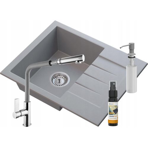 Granitan | Granitspüle MILANO - Beige - Einbau mit Armatur und Dosierer - Hochwertiges Design