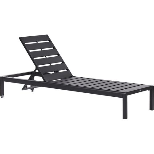 BELIANI Gartenliege Schwarz Kunstholz und Aluminium Verstellbar Modern Terrasse Balkon Ausstattung Möbel
